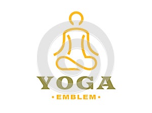 Outline yoga logo - vector illustration, emblem on light background