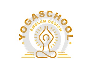 Outline yoga logo - vector illustration, emblem on light background