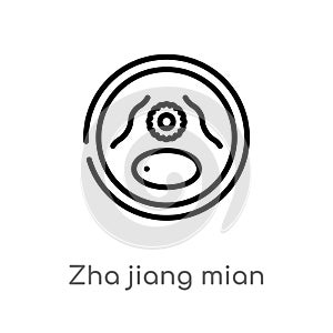 outline zha jiang mian vector icon. isolated black simple line element illustration from food concept. editable vector stroke zha