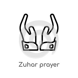 outline zuhar prayer vector icon. isolated black simple line element illustration from signs concept. editable vector stroke zuhar