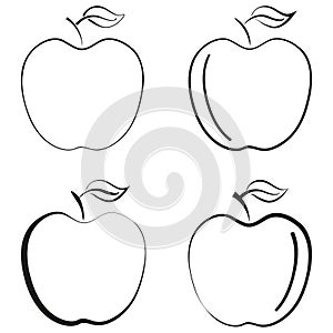 outlined apple fruit icon black silhouette logo vector design element