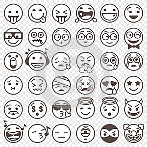 Outlined black and white Emoji set 2