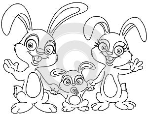 Outlined bunnies family