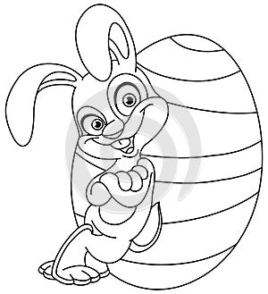 Outlined bunny with easter egg