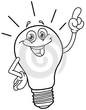 Outlined cartoon light bulb