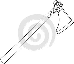 Outlined Cartoon Medieval Axe Weapon