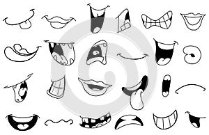 Outlined cartoon mouths