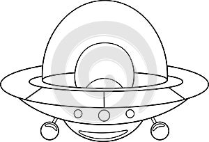 Outlined Cartoon UFO Flying Sauce