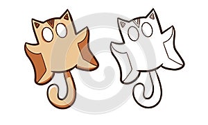 Outlined cute flying squirrel animal character for children book. Isolated object on white background