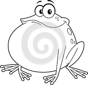 Outlined Cute Frog Cartoon Character