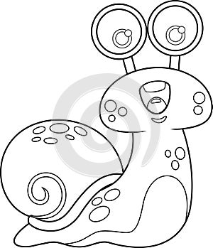 Outlined Cute Snail Cartoon Character