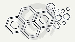 Outlined Geometric Hexagon Cluster, vector design Generative AI