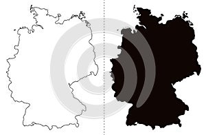 Outlined Germany map country silhouette vector drawing template