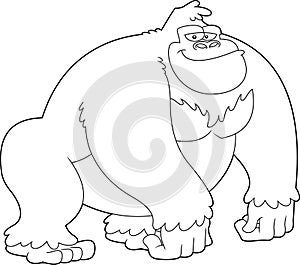 Outlined Gorilla Animal Cartoon Character