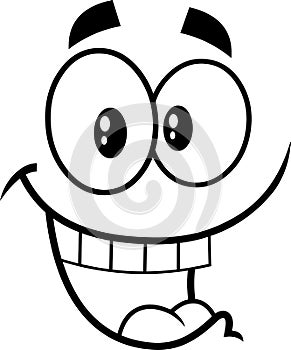 Outlined Happy Cartoon Funny Face With Smiling Expression