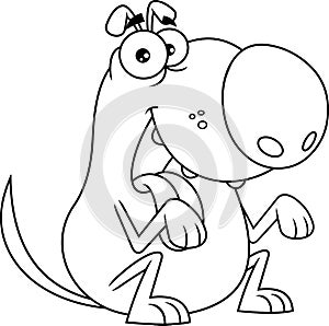 Outlined Happy Dog Cartoon Character Begging