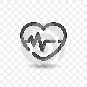 Outlined heart beat icon.