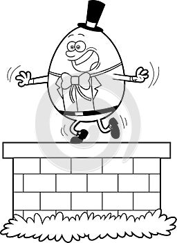 Outlined Humpty Dumpty Egg Cartoon Character Falling Off The Wal
