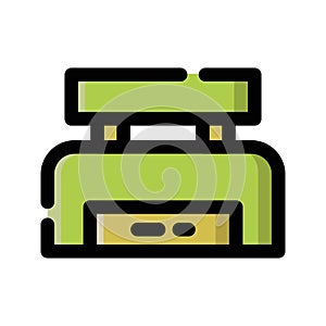 Outlined icon of cashier machine on cafe vector illustration flat outlined