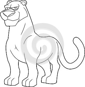 Outlined Panther Animal Cartoon Character