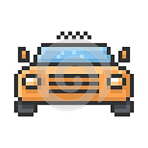 Outlined pixel icon of taxi