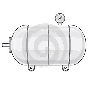 Outlined pressure vessel for water, gas, air. Pressure tank for storage of material.