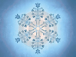 Outlined representation of a snowflake on a blue background