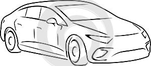 Outlined silhouette of a modern car