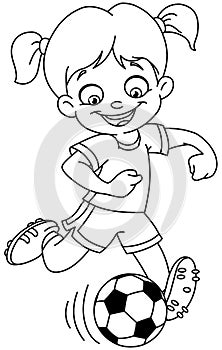 Outlined soccer girl