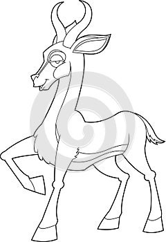 Outlined Springbok Animal Cartoon Character