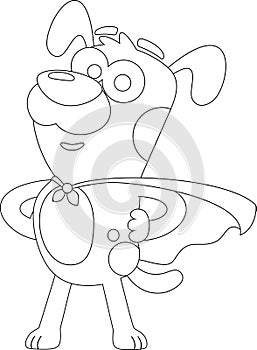 Outlined Super Hero Dog Cartoon Character