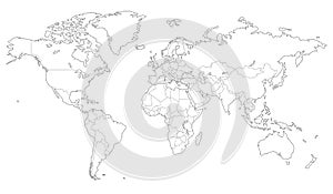 Outlined vector map of the world