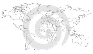 Outlined vector map of the world photo