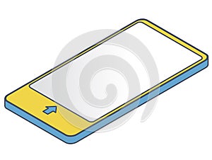 Outlined vector mobile phone in isometric perspective. Wireless technology