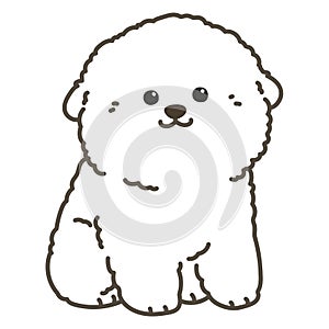 Outlined white Bichon Frise sitting photo