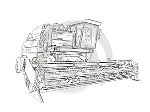 Outlines of the agricultural harvester photo