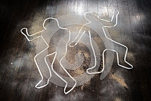 Outline of dead bodies photo