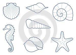 The outlines of sea creatures