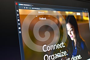 Outlook website on computer screen
