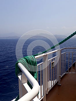 Outlook of a greek ferry at the sea