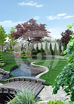 Outlook Landscape Scenery Style, 3D Rendering