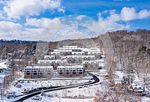 Outlooks at Cheat Lake in the winter snow in Morgantown