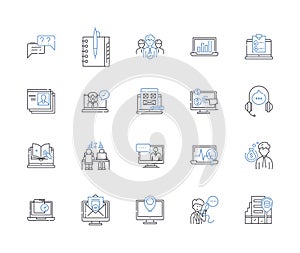 Outlying company line icons collection. Remote, Isolated, Rural, Untouched, Secluded, Backcountry, Frontier vector and