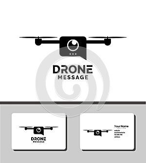 outOutstanding logo template design that illustrates drone and message icons for drone aviation companies