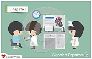 Outpatient department OPD in hospital . Doctor Cardiologist use stethoscope photo