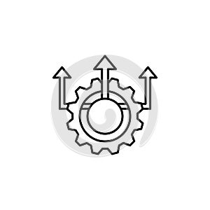 outputs from gears icon. Element of sturt up icon for mobile concept and web apps. Thin line outputs from gears icon can be used