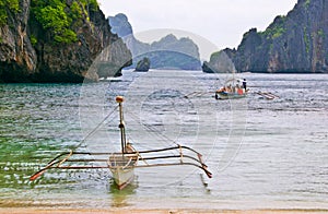 Outrigger Boat in Lagoon