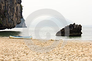 Outrigger canoe on the beach