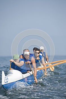 Outrigger Canoeing Team In Race