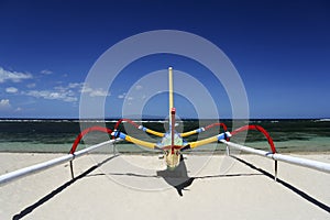 outrigger Fishing boat sanur beach bali indonesia